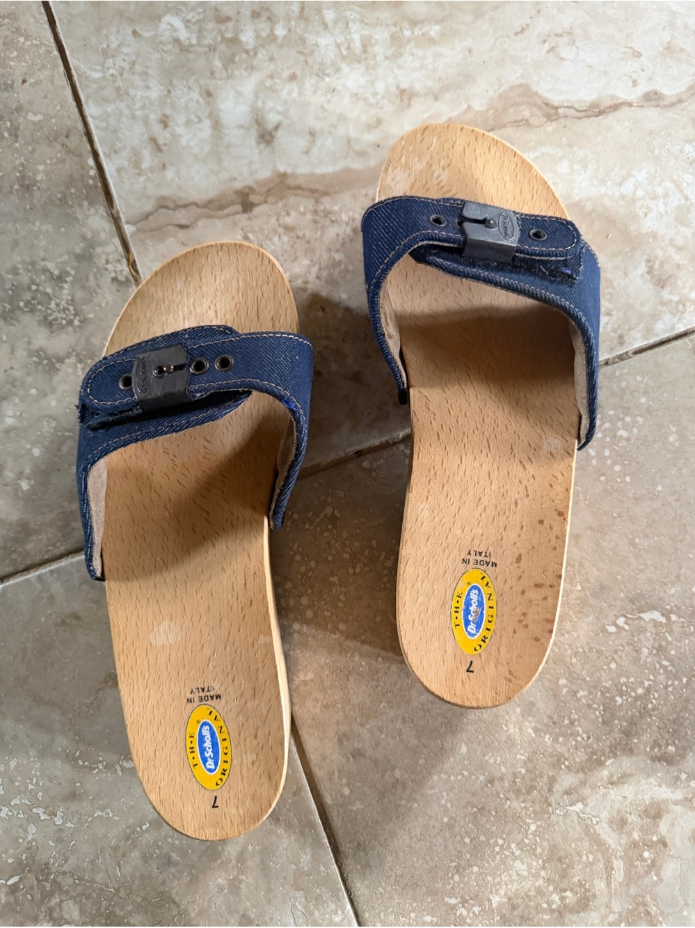 Dr. Scholls Original Denim Wood Sandals - Picture 3 of 8